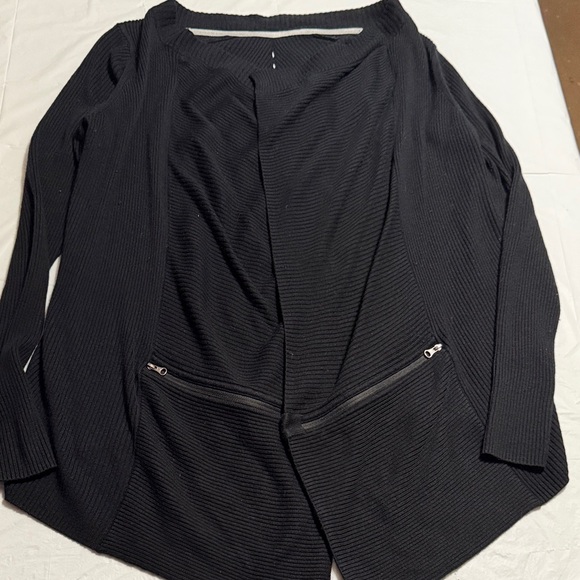 lululemon athletica Tops - Lululemon Ribbed Cardigan Sweater With Zipper Pockets Black Size XL